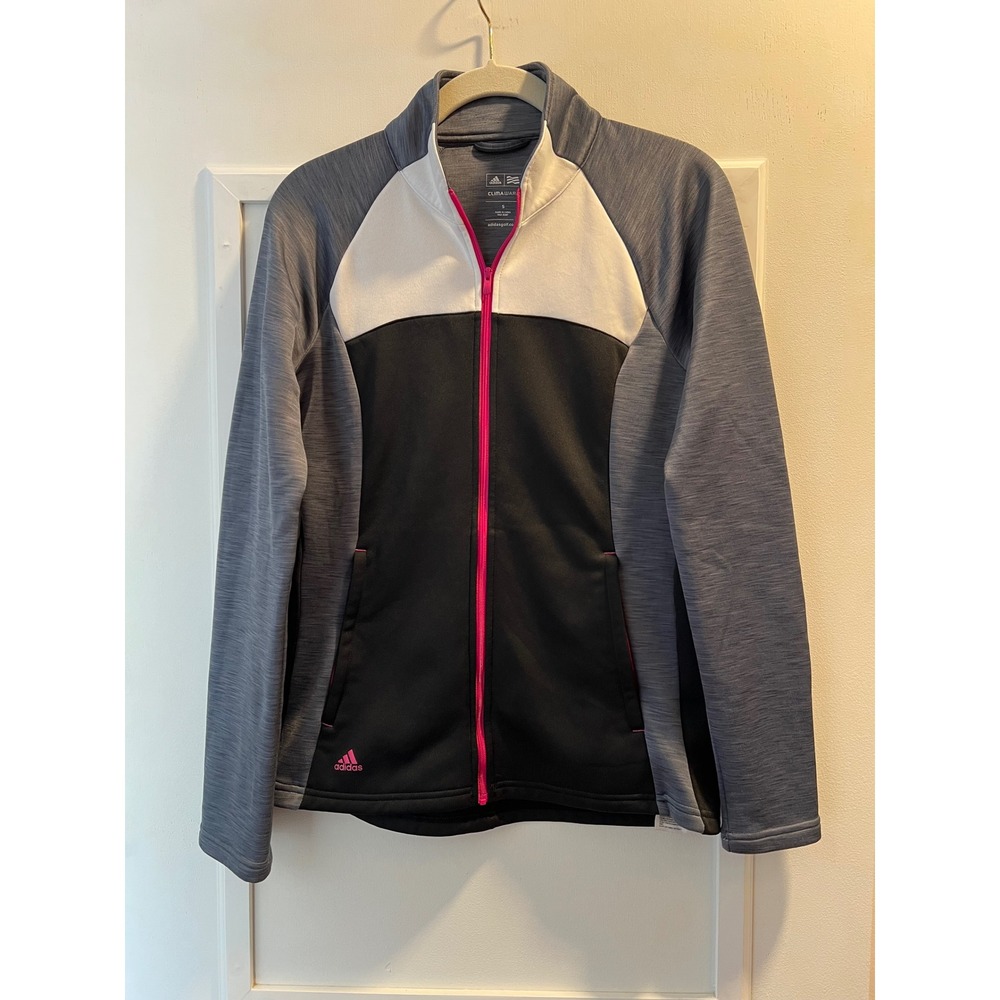 Adidas Golf ClimaWarm Jacket Womens Small Gray Black Pink Full Zip 34x25